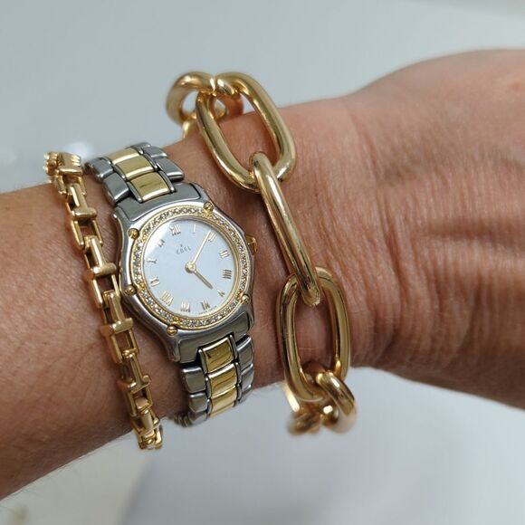 Gold Oval Chain Link Necklace Bracelet Earrings Set - Picture 7 of 7